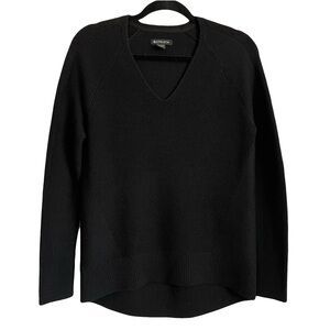 Athleta Hanover Refined V-Neck Black Soft Merino Wool Tunic Sweater Size XXS